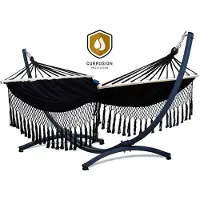 Potenza Hangmat met Standaard en Spreidstok – 2 Persoons - PREMIUM– Stevig – Weerbestendig – Hangmatset – 5 Jaar Garantie – Draagkracht 220 kg – Grande Santia