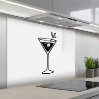 KitchenYeah Spatscherm 100x75 cm - Zelfklevende achterwand Cocktail - Glas - Olijf - Minimalistisch - Keuken muurbeschermer - Spatwand fornuis