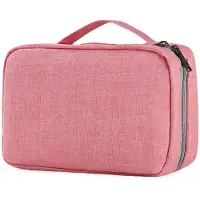 LONGZIMING -Draagbare Make-up en Toilettas – Waterafstotende Opvouwbare Reisorganizer met Haak – Compact en Licht Gewicht voor Vakantie, Badkamer en Dagelijks Gebruik (Roze)