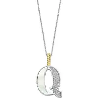 Ti sento Dames Hanger - 925 zilver - Letter Q - Parelmoer - 6840MW_Q