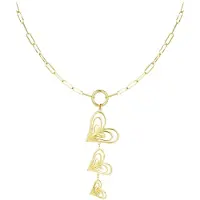 Yehwang Hartjes ketting goud | Statement ketting met drie harten | Stainless steel ketting | Waterproof | Nikkelvrij | Cadeau | Schakelketting