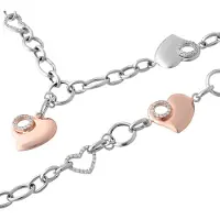 Orphelia Dames 925 Zilver Set: Ketting + Armband - Zilver/Roze SET-049