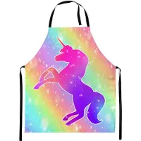 Ferocity - Kinderschort Universele kindermaat Schildersschort - met klittenband - Unisex - Regenboog Vol Eenhoorn