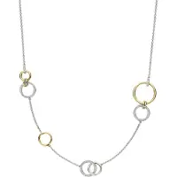 Ti sento Dames Ketting - 925 zilver - Zirkonia met geel verguld - Maat 45 - 34099ZY