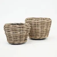 Van der leeden Drypot Sawah Extra Dik Rotan Grijs d68h52cm met dichte inzetpot