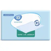 Ontex iD ID Essential Underpads Super 60 x 60 cm - 4 paquets de 30 protections