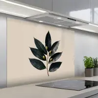 KitchenYeah Spatscherm 100x75 cm - Zelfklevende achterwand Laurierbladeren - Bloemknoppen - subtiel - Keuken muurbeschermer - Spatwand fornuis