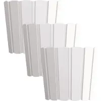 Prosperplast Set van 3x stuks wood-look plantenpot - dia 24 cm/hoogte 22 cm - parel wit - kunststof - binnen/buiten bloempot