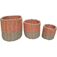 Mica Decorations Decoratieve manden oranje,Set van 3,Grootste maat is H20xD20cm,Recycle papier