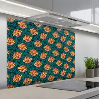 KitchenYeah Spatscherm 100x75 cm - Zelfklevende achterwand Groen - Disco - Patroon - Keuken muurbeschermer - Spatwand fornuis