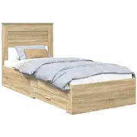 vidaXL Bedframe met lade Sonoma Eik 100 x 200 cm Bewerkt hout