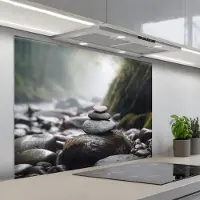 KitchenYeah Spatscherm 100x75 cm - Zelfklevende achterwand Stenen - Stapel - Natuur - Keuken muurbeschermer - Spatwand fornuis