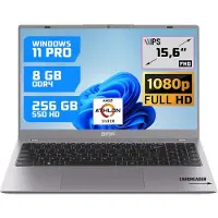 GMR 15.6" Full HD Laptop - 8GB RAM / 256GB SSD - AMD Athlon Silver - Win 11 Pro - Thuis, Office & Studie
