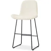 Nolon Nino-Fé Barkruk Rib Beige - Zwart Onderstel - 75 cm - Stof - Barkruk met Rugleuning