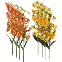 Emerald - Kunstbloem Lelie 80cm Oranje - Set van 8 - Kunstplant voor binnen