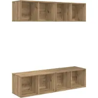 vidaXL Tv-meubelset 4 st Artisan Eiken Bewerkt hout