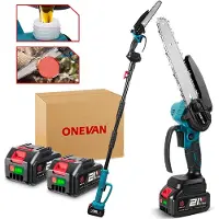 ONEVAN Accu Telescopische Kettingzaag - 8 Inch Elektrische Kettingzagen - Borstelloze Motor - Met 2 Accus - Telescopisch Snoeien Bundel - voor boomtakken, houtzagen