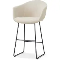 Nolon Nino-Otis Barkruk Beige - met Armleuning - Zwart Onderstel - 75 cm - Stof - Barkruk met Rugleuning