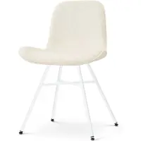 Nolon Noa-Fé Eetkamerstoel Rib Beige - Stof - Witte Poten - Industrieel