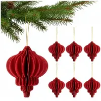 Springos Kerstbal | Papier | 12,5 Cm | 3D | Rood | 6 Stuks