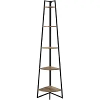 Home Deco Factory Wandrek staand - hoek - 5 plankjes - boekenplank - 34,5 x 180 cm - planken - woonkamer meubels