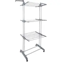 Home Deco Factory Wasrek/droogrek - grijs/wit - metaal - 73 x 64 x 173 cm - staand - drogen