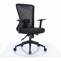 Goliving Ergonomisch Bureaustoel + Vloerbeschermer 120 x 150 cm - Kantoorstoel + Bureaustoelmat - Office Chair - Verstelbaar - Op Wieltjes - Voor Volwassenen - EN-1335 - Zwart