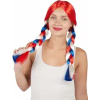 PTIT CLOWN - Gevlochten pruik blauw wit rood
