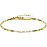 Frank 1967 7FB-0842 – – Heren Armband – Stalen Box Chain Armband – Goudkleurig