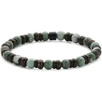 Frank 1967 7FB-0833 – – Heren Armband – Kralenarmband 6 mm – Afrikaanse Steen – Zwartkleurig