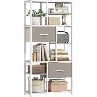 HOMCOM Opbergplank - Staal, spaanplaat - 72,5x30x150cm - Eiken