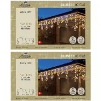 Anna's Collection Ijspegelverlichting lichtsnoer - 2x - 528 led lampjes - warm wit - 350 cm