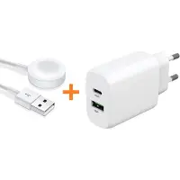 Ntech Oplaadkabel Draadloze Lader Met 25W USB A en USB C Adapter - 1M - Wit