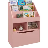 HOMCOM Kinderboekenkast MDF, Nylon 60L x 29,9B x 90H cm Roze