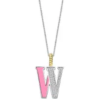 Ti sento Dames Hanger - 925 zilver - Letter W - Roze - 6840PI_W