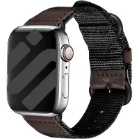 Strap-it Canvas/Nylon Bandje – ademend, verstelbaar, lichtgewicht – Zwart – geschikt voor Apple Watch 1/2/3/4/5/6/7/8/9/10/11/SE/Ultra (2/3)- 44/45/46/49mm