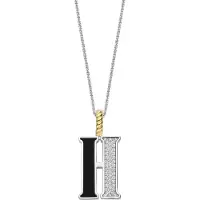 Ti sento Dames Hanger - 925 zilver - Letter H - Zwart - 6840BL_H