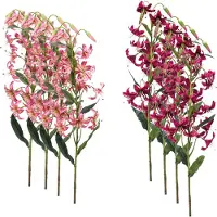 Emerald - Kunstbloem Lelie Roze 80cm - Set van 8 - Kunstplant voor binnen