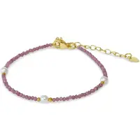 CO88 Collection 8CB-91392 – Armband Dames – Toermalijn & Shellparels – Goudkleurig – RVS – Cadeau voor Vrouwen