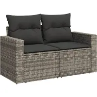 vidaXL 6-delige Loungeset met kussens poly rattan grijs