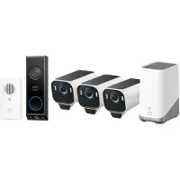 Eufy Security eufyCam S3 Pro MaxColor Vision 4K 3-Cam Set inclusief Homebase 3 + E340 2K Draadloze Video Deurbel Inclusief Chime - Bundelvoordeel