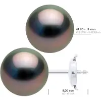 ATELIERS SAINT GERMAIN Oorbellen - Wit Goud 375 - Echte Cultuur Tahiti Parel Ronde 10-11 mm