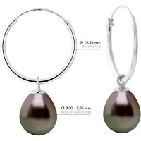 ATELIERS SAINT GERMAIN Oorbellen van Zilver 925 Rhodium vermeerd en Echte Gekweekte Tahiti-Parels Parel 8-9 mm