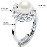 ATELIERS SAINT GERMAIN Ring Bloem Sieraden - Echte Gekweekte Zoetwaterparel Rond 7-8 mm