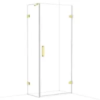 Maxaro Diamond Douchecabine | 90x50 cm Lichtgoud Helder glas Draaideur Rechthoek