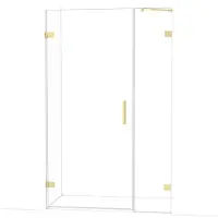Maxaro Diamond Douchedeur | 125 cm Lichtgoud Helder glas Draaideur