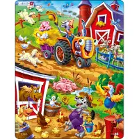 Larsen Op de boerderij – Puzzel – Dieren – Boerderij – Educatieve legpuzzel voor kinderen – 22 stukjes – Gemaakt in Noorwegen – Extra dikke 2,5 mm stukjes – Tray met vaste rand