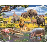 Larsen Afrikaanse savanne – Puzzel – Dieren – Afrika – Educatieve legpuzzel voor kinderen – 43 stukjes – Gemaakt in Noorwegen – Extra dikke 2,5 mm stukjes – Tray met vaste rand