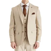 Paul Andrew Beige lichtgewicht zomerblazer met één rij knopen voor heren