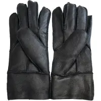 Infinity Leather Unisex zwarte schapenvacht leren handschoenen met oprolbare/neerwaartse manchetten